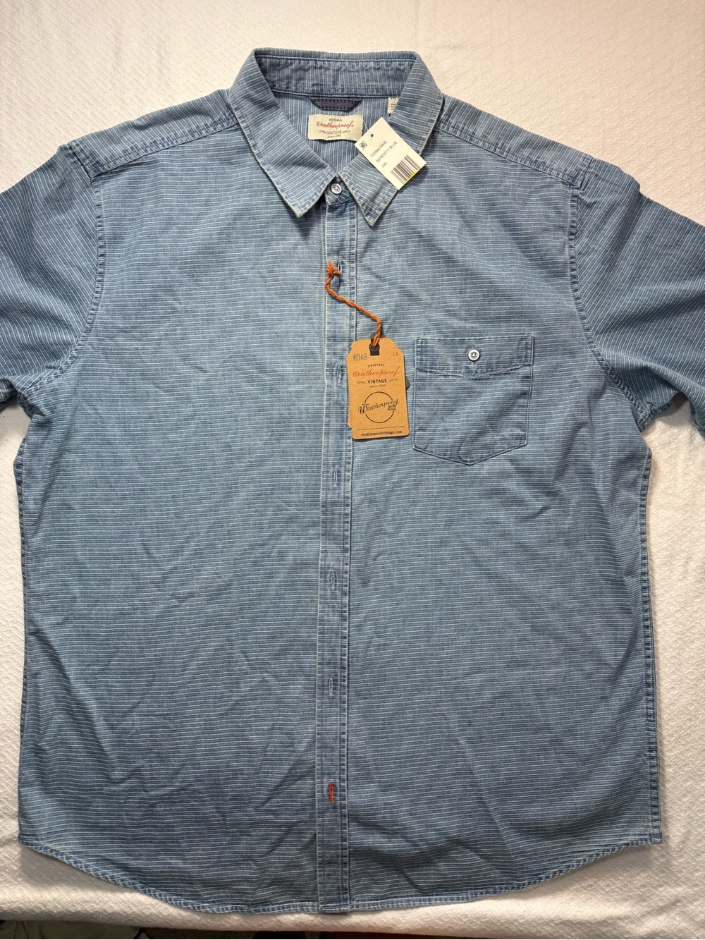 Weatherproof Vintage Men’s Indigo Stripe Denim Shirt XXL NWT